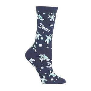 Astronaut Space Galaxy Hot Sox Mens  Navy Blue Novelty Crew Socks